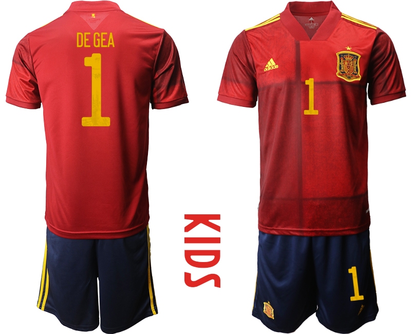 Youth 2021 European Cup Spain home red #1 Soccer Jersey
